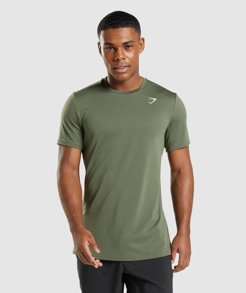 Men\'s Gymshark Arrival T-Shirts Olive | CA 57N813